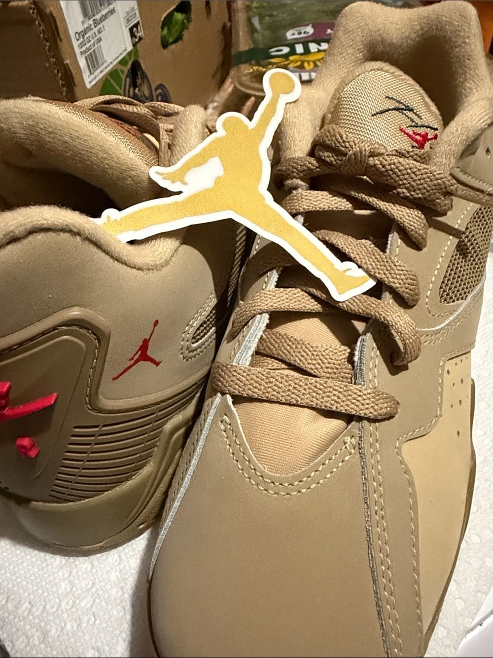 Nike Kids Tan Sneakers with Red Accents